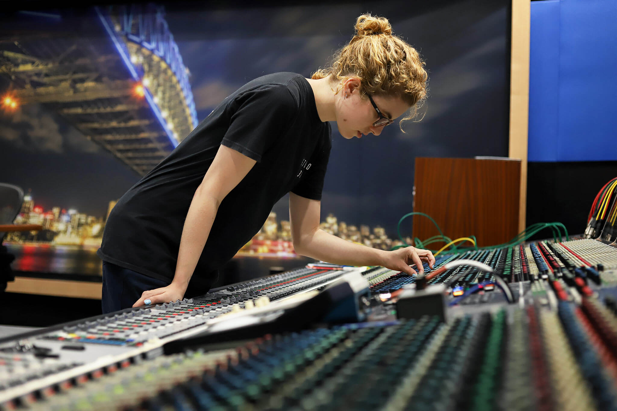 Music Engineer and Artist in Music Recording studio at mixing